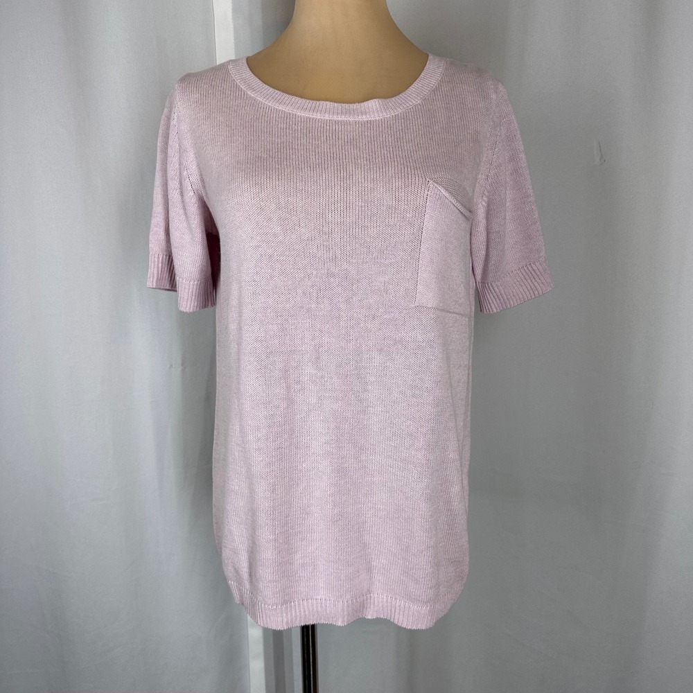 GAP Pink Lightweight Knit Short Sleeve Pocket Sweater Top Size S - Picture 3 of 9